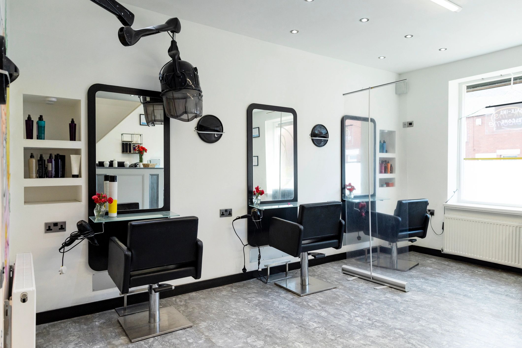 Bright barbershop interior